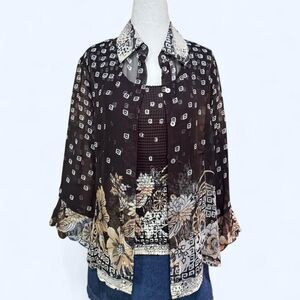 By-nicola Women's Black and Cream Blouse